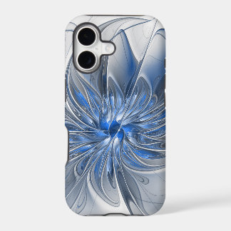 Abstract Blue Gray Watercolor Fractal Art Flower