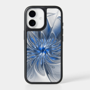 Abstract Blue Gray Watercolor Fractal Art Flower