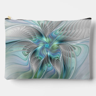Abstract Blue Green Butterfly Fantasy Fractal Art Accessory Pouch