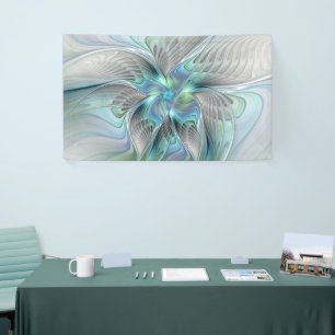 Abstract Blue Green Butterfly Fantasy Fractal Art Banner