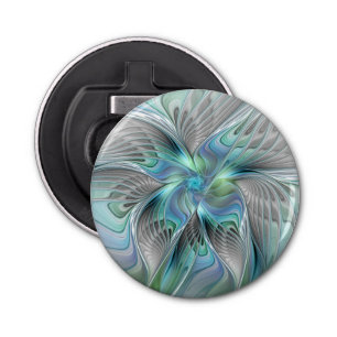 Abstract Blue Green Butterfly Fantasy Fractal Art Bottle Opener