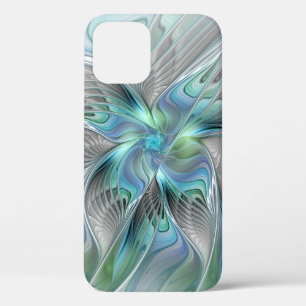 Abstract Blue Green Butterfly Fantasy Fractal Art iPhone 12 Case