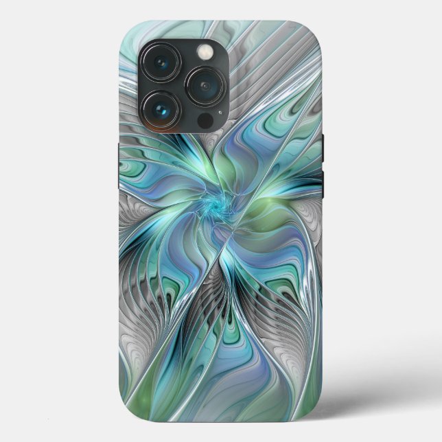 Abstract Blue Green Butterfly Fantasy Fractal Art Case-Mate iPhone Case (Back)