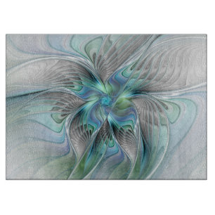 Abstract Blue Green Butterfly Fantasy Fractal Art Cutting Board