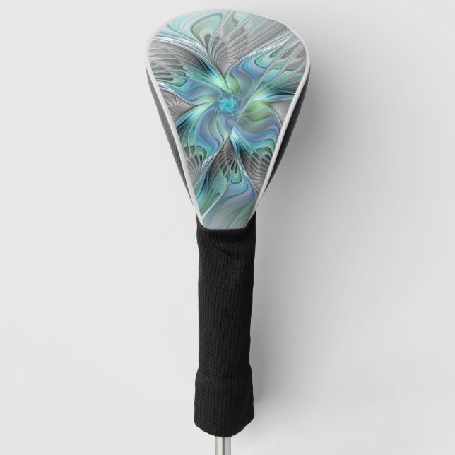 Abstract Blue Green Butterfly Fantasy Fractal Art Golf Head Cover (Front)