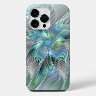 Abstract Blue Green Butterfly Fantasy Fractal Art iPhone 14 Pro Max Case
