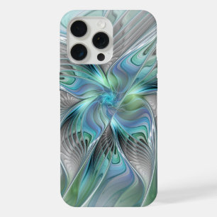 Abstract Blue Green Butterfly Fantasy Fractal Art iPhone 15 Pro Max Case