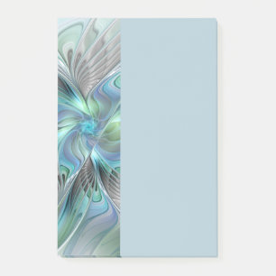 Abstract Blue Green Butterfly Fantasy Fractal Art Post-it Notes
