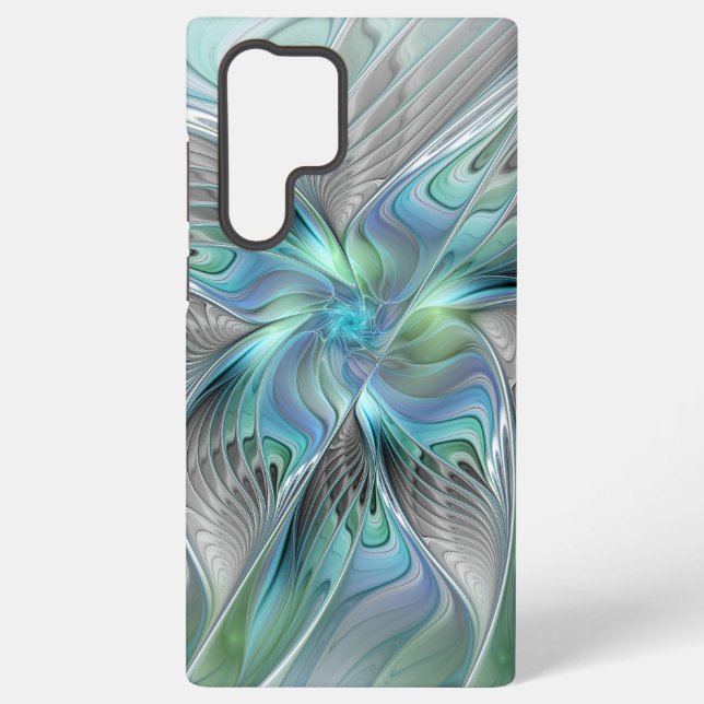 Abstract Blue Green Butterfly Fantasy Fractal Art Samsung Galaxy S22 Ultra Case (Back)