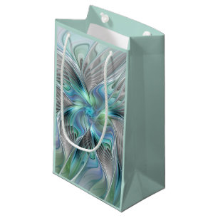 Abstract Blue Green Butterfly Fantasy Fractal Art Small Gift Bag