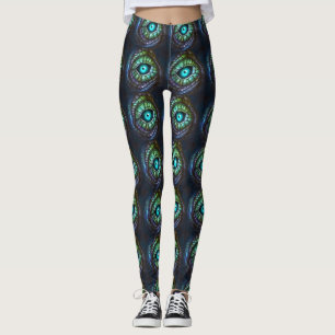 Abstract Blue Green Eye Leggings