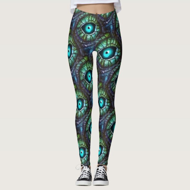 Abstract Blue Green Eye Leggings (Front)