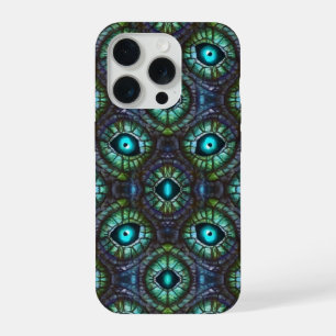 Abstract blue green eye mosaic iPhone 15 pro case