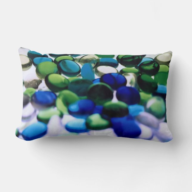 Abstract Blue Green III Lumbar Pillow (Front)