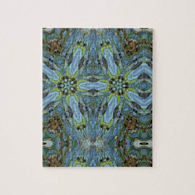 Abstract blue green jigsaw puzzle (Vertical)