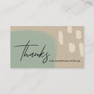 ABSTRACT BLUE GREEN KRAFT SCANDI THANK YOU LOGO BUSINESS CARD