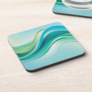 Abstract Blue Green Ocean Waves Lines Coaster
