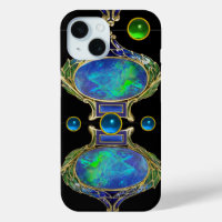 ABSTRACT BLUE GREEN OPAL EFFECT WITH GEMSTONES