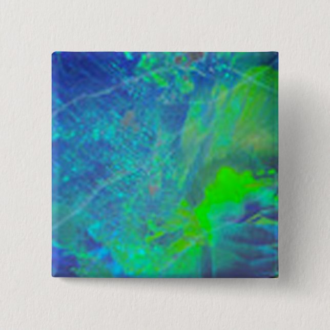 ABSTRACT BLUE GREEN OPAL PHOTO 15 CM SQUARE BADGE (Front)