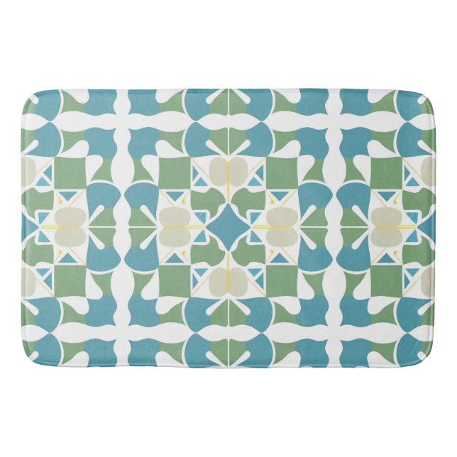 Abstract Blue Green Pattern For Stylish Interiors Bath Mat (Front)