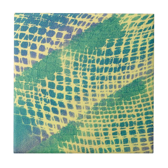 Abstract Blue Green Purple Pattern Tiles (Front)