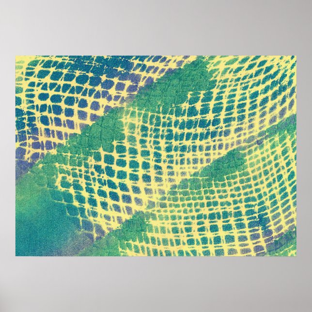 Abstract Blue Green Purple Yellow Pattern Posters (Front)