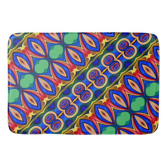 Abstract blue green red bath mat (Front)