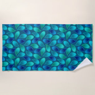 Abstract blue green teal peacock rain drop pattern beach towel