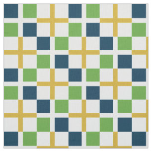 Abstract Blue Green Yellow Squares Pattern Fabric