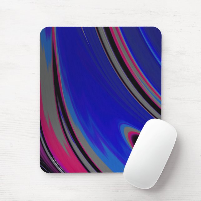 Abstract Blue Grey Magenta Fractal Mouse Pad (With Mouse)