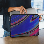 Abstract Blue Grey Magenta Fractal Swirl Laptop Sleeve<br><div class="desc">This abstract laptop case features a swirly fractal design in dark blue,  magenta,  black,  and grey.</div>