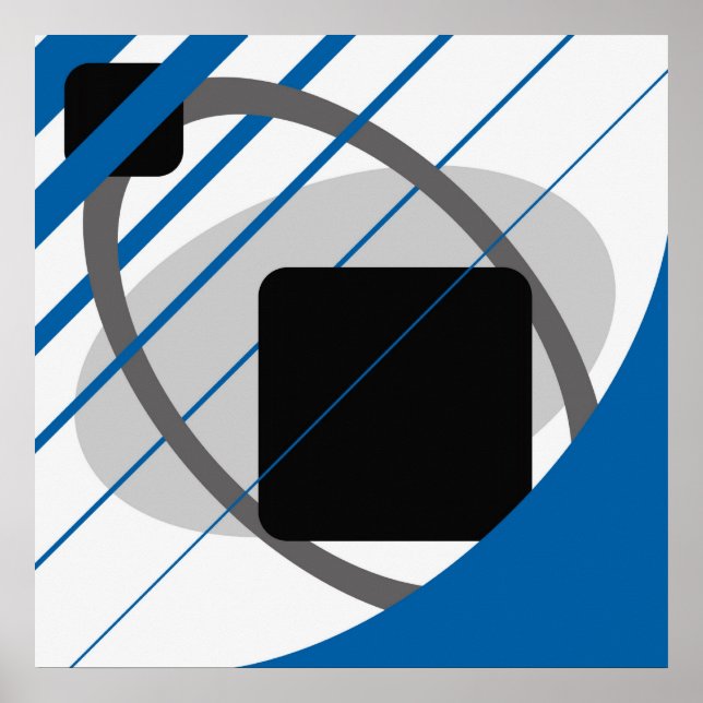 Abstract Blue Grey Off-White Black AP0002 Poster (Front)