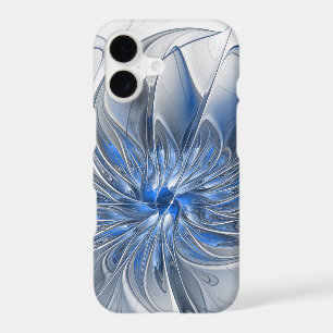 Abstract Blue Grey Watercolor Fractal Art Flower