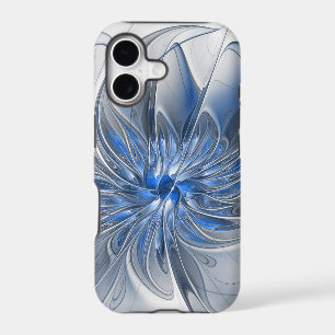 Abstract Blue Grey Watercolor Fractal Art Flower