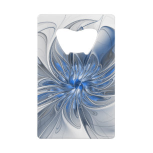 Abstract Blue Grey Watercolor Fractal Art Flower