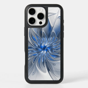 Abstract Blue Grey Watercolor Fractal Art Flower