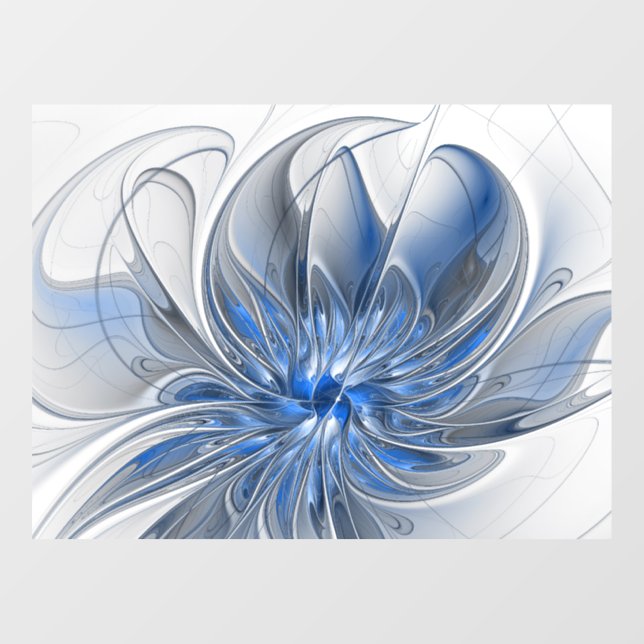 Abstract Blue Grey Watercolor Fractal Art Flower (Sheet)