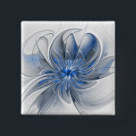 Abstract Blue Grey Watercolor Fractal Art Flower 15 Cm Square Badge<br><div class="desc">Unique fantasy flower with shades of blue and grey,  abstract and elegant.
Design for your button and more.</div>