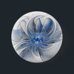 Abstract Blue Grey Watercolor Fractal Art Flower 6 Cm Round Badge<br><div class="desc">Unique fantasy flower with shades of blue and grey,  abstract and elegant.
Design for your round button and more.</div>