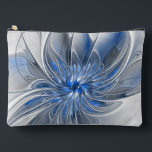Abstract Blue Grey Watercolor Fractal Art Flower Accessory Pouch<br><div class="desc">Unique fantasy flower with shades of blue and grey,  abstract and elegant.
Design for your accessory pouch and more.</div>