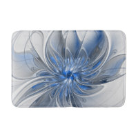 Abstract Blue Grey Watercolor Fractal Art Flower