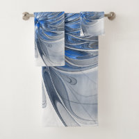 Abstract Blue Grey Watercolor Fractal Art Flower