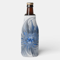 Abstract Blue Grey Watercolor Fractal Art Flower