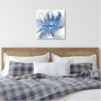 Abstract Blue Grey Watercolor Fractal Art Flower