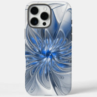 Abstract Blue Grey Watercolor Fractal Art Flower