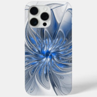 Abstract Blue Grey Watercolor Fractal Art Flower