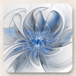 Abstract Blue Grey Watercolor Fractal Art Flower Coaster<br><div class="desc">A unique fantasy flower with shades of blue and grey,  abstract and elegant.
Unusual design for your decorative floral beverage coasters and more.</div>