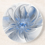 Abstract Blue Grey Watercolor Fractal Art Flower Coaster<br><div class="desc">A unique fantasy flower with shades of blue and grey,  abstract and elegant.
Unusual design for your decorative floral sandstone coaster and more.</div>