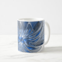 Abstract Blue Grey Watercolor Fractal Art Flower