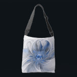 Abstract Blue Grey Watercolor Fractal Art Flower Crossbody Bag<br><div class="desc">A unique fantasy flower with shades of blue and grey,  abstract and elegant.
Design for your crossbody bag and more.</div>